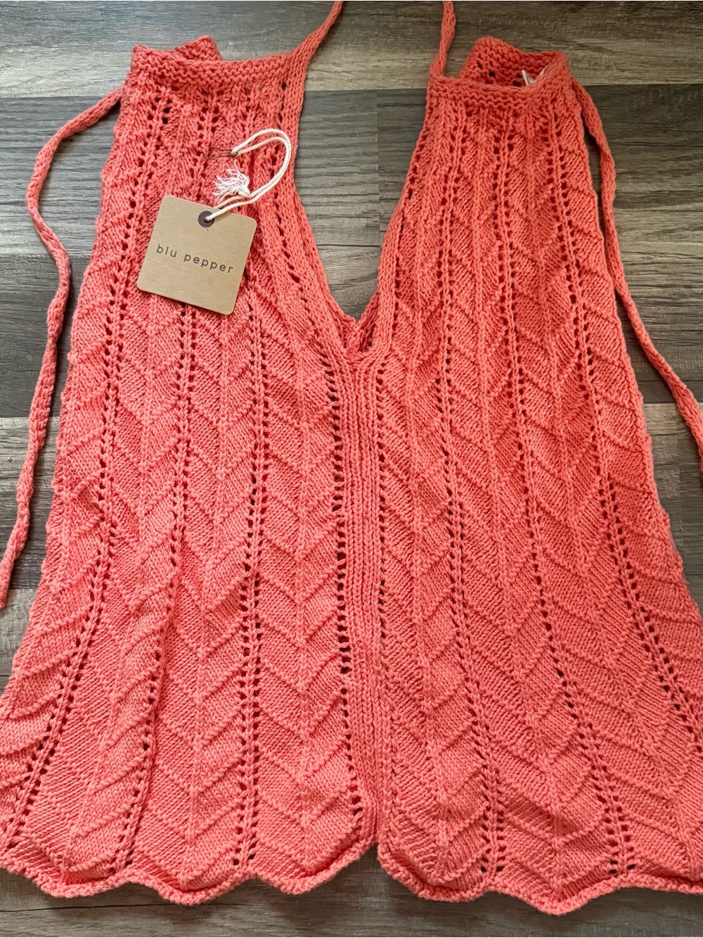 Apricot Lane Coral Tie-Strap Pointelle Tank Top